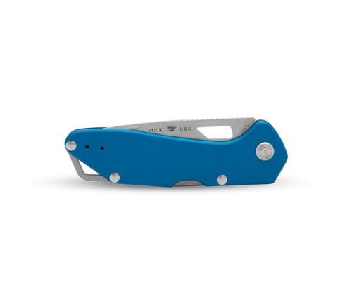 Buck Knives 0724BLS1-B Mustang 3.25" 420HC Stonewash Drop Point Blade Dark Blue Anodized Aluminum Handle - 14396