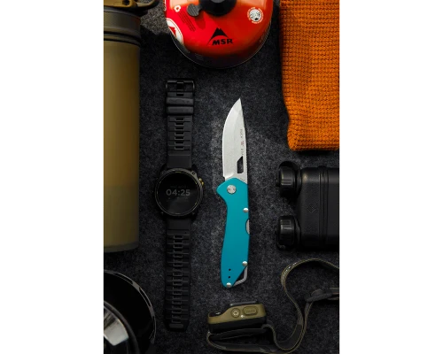 Buck Knives 0724BLS1-B Mustang 3.25" 420HC Stonewash Drop Point Blade Dark Blue Anodized Aluminum Handle - 14396