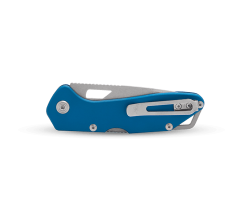 Buck Knives 0724BLS-B Mustang 3.25" 420HC Stonewash Drop Point Blade Blue Anodized Aluminum Handle - 14394