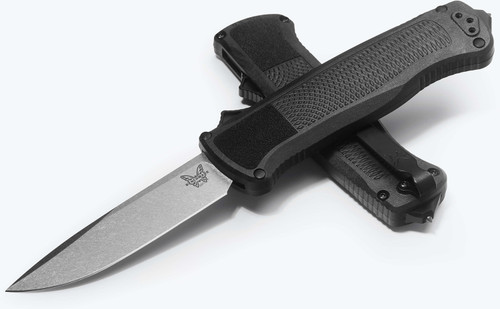 Benchmade Shootout 3.51" CPM-S30V Stonewashed Drop Point Blade Black Grivory Handle OTF Auto - 5371-04