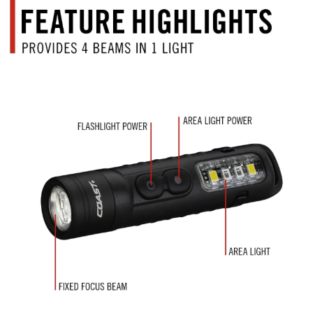 Coast Products KL30R Rechargeable EDC Flashlight with UV Black - 31460