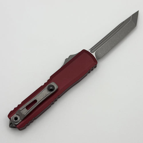 Microtech UTX-70 Gen IV OTF 2.5" M390MK Apocalyptic Tanto Blade Merlot Aluminum Handle Auto - 11494-10APMR