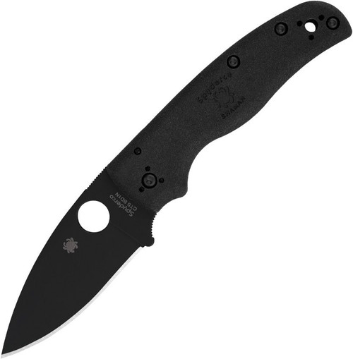 Spyderco Shaman Lightweight 3.58" CTS-BD1N Black DLC Plain Blade Black FRN Handle Compression Lock Knife - C229PBBK