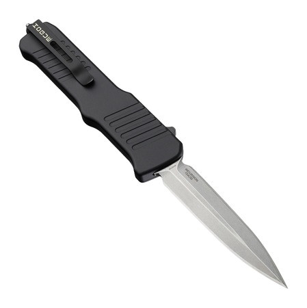 Hogue Incursion OTF 3.90" 154CM Stone Tumbled Double Edge Plain Blade Matte Black Aluminum Handle Knife - 54060
