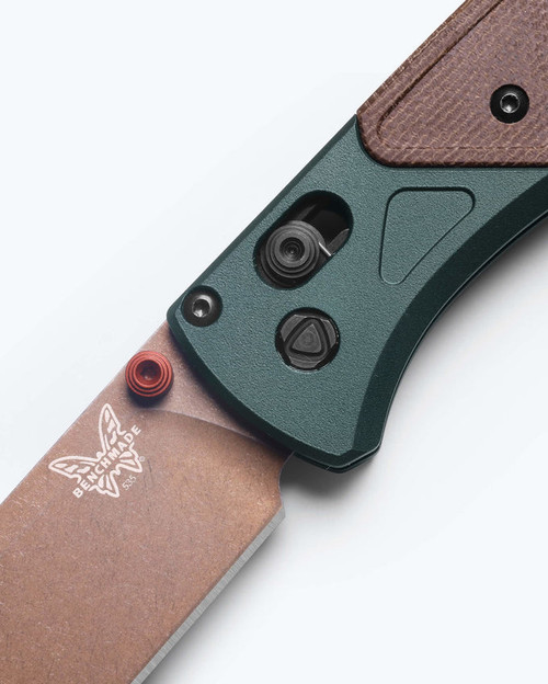 Benchmade Bugout 535FE-2602 3.24" CPM-S90V FDE Battlewash Blade Taiga Green Aluminum Micarta Handle Knife - 535FE-2602