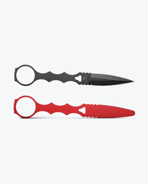 Benchmade SOCP Dagger 176BK-COMBO 3.22" 440C Black Double Edge Blade & Red Trainer Set Black Sheath - 176BK-COMBO