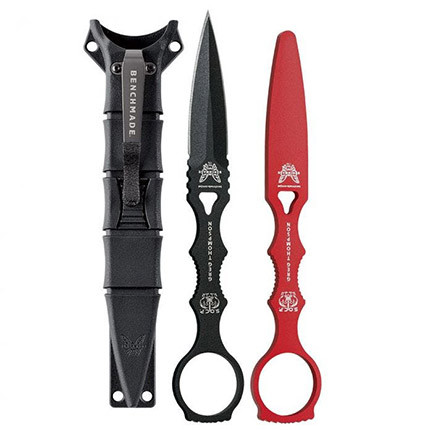 Benchmade SOCP Dagger 176BK-COMBO 3.22" 440C Black Double Edge Blade & Red Trainer Set Black Sheath - 176BK-COMBO