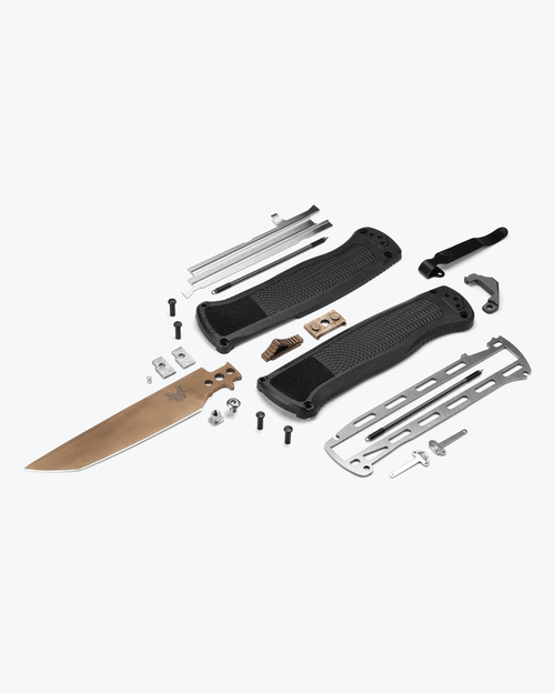 Benchmade Shootout 5370FE-08 OTF 3.51" CPM-CruWear Flat Earth PVD Tanto Blade Black CF-Elite Auto Knife - 5370FE-08