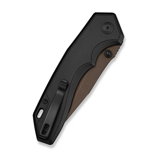 CIVIVI ELITE Brova Top Liner Lock Folding Knife 3.41" CPM-S35VN Dark Brown Blade Black Aluminum - CE25093-2