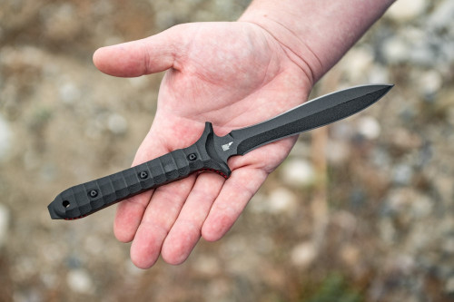 TOPS Knives Shirodagga Fixed Blade Dagger 5.5" 1095 Carbon Black Blade Black G10 - SHRA-01