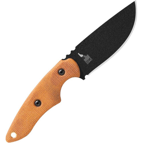 TOPS Knives 3 Pointer Fixed Blade Knife 3.13" 1095 Carbon Black Blade Tan Micarta - 3PR-02
