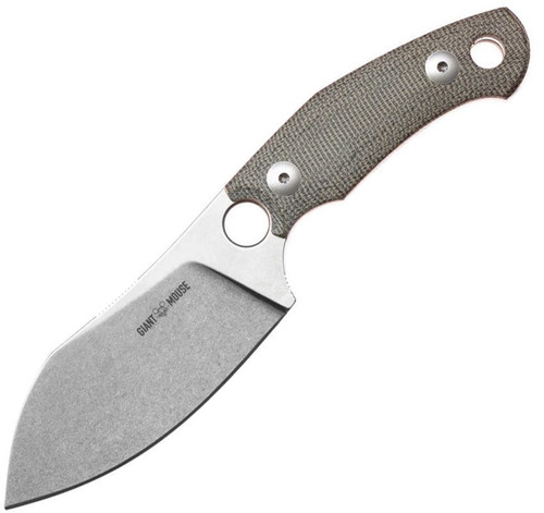 GiantMouse GMF1-XL Fixed Blade Knife 3.1" N690 Satin Green Micarta - GM11880