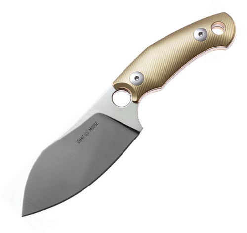 GiantMouse GMF1-XL Fixed Blade Knife 3.1" Elmax Steel Brass Handle - GM11897