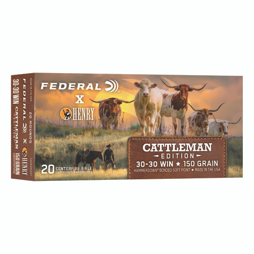 Federal HammerDown Henry Cattlemans Edition 30-30 Win Ammunition 150 Grain Bonded Soft Point LG3030CATT - 20 Rounds per Box