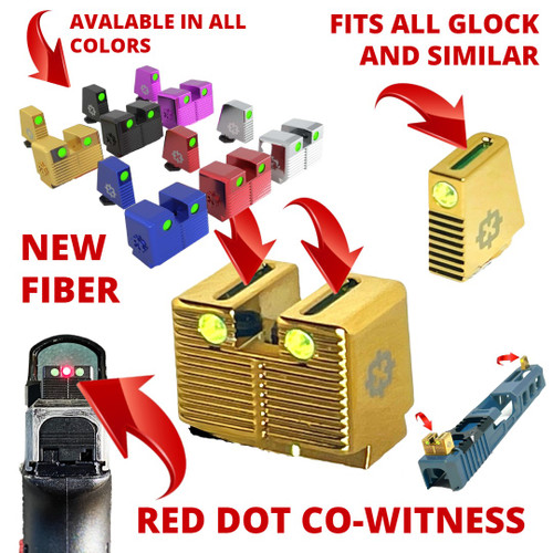 Cross Armory Co-Witness Tall Fiber Optic Sights for Glock Red Anodized - CRGST-RD