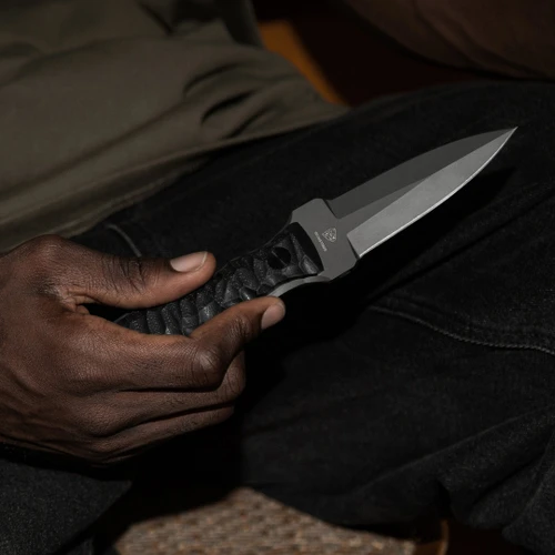 Iron Ethos Darkthorn Fixed Blade Dagger 3.92" 14C28N Black G10 Handle - E11A22F-10