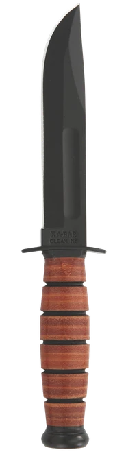 KA-BAR 1250 USMC Short Utility Fighting Knife 5.25" 1095 Cro-Van Leather Handle - 1250