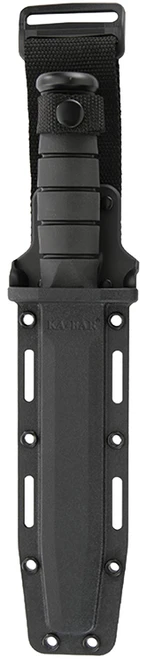 KA-BAR 1214 Fighting/Utility Knife 7.0" 1095 Cro-Van Serrated Black Kraton G Handle - 1214