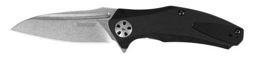 Kershaw 7007 Natrix Flipper Knife - 3.25" Stonewashed Drop Point Blade, Black G10 Handles