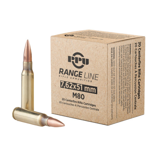 Prvi Partizan PPRM762 Range Line 7.62x51mm NATO Ammo 145 Grain FMJBT - 20 Round Box