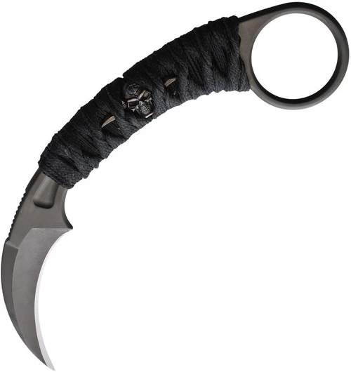 Bastinelli Creations PiKa Karambit 1.60" N690 PVD Black Blade Bronze Menuki Paracord - PIKA PVD WRAP + BRONZE MENUKI