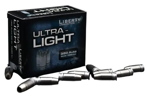 Liberty Ammunition LAUL380055 Ultra-Light 380 ACP Ammo 50 Grain Lead-Free Solid Copper Hollow Point - 20 Round Box