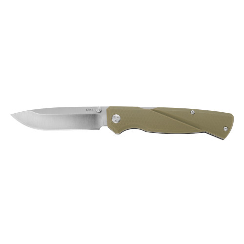 CRKT  Kova Folding Knife - 3.5" Satin Drop Point Blade, FDE GRN Handles