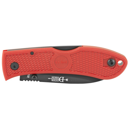 KABAR Dozier Red Folding Knife - 3" Black AUS-8 Blade, Red Handles KABAR Dozier Red Folding Knife - 3" Black AUS-8 Blade, Red Handles