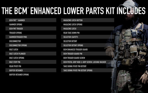 BCM BCMGUNFIGHTER™ AR-15 Enhanced Lower Parts Kit - Black BCM BCMGUNFIGHTER™ AR-15 Enhanced Lower Parts Kit - Black