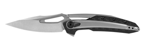 Zero Tolerance 0990 Flipper Knife - 3.25" CPM-20CV Stonewashed Blade, Carbon Fiber Handles with Steel Overlay