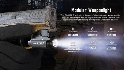 Olight PL-MINI 2 Valkyrie Tactical Light - 600 Lumens, Black Olight PL-MINI 2 Valkyrie Tactical Light - 600 Lumens, Black