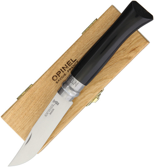Opinel No 8 Horn Folding Knife - 3.25" Stainless Steel Blade, Horn Handle
