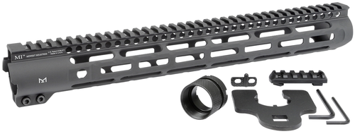 Midwest Industries Slim Line Handguard - 15" Length, M-LOK, Aluminum, Fits AR-15 Rifles, Includes 5-Slot Polymer Rail, Black Anodized Finish