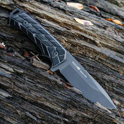 WOOX Rock62 X-Grip Fixed Blade - 4.5" Black Sleipner Steel Blade, Black X-Grip Micarta Scales WOOX Rock62 X-Grip Fixed Blade - 4.5" Black Sleipner Steel Blade, Black X-Grip Micarta Scales