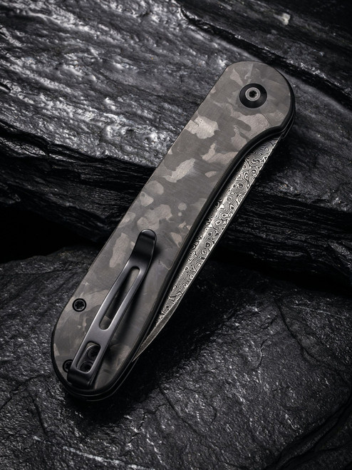 Civivi Elementum Button Lock Folding Knife - 3.5" Damascus Blade, Marbled Carbon Fiber Handle Civivi Elementum Button Lock Folding Knife - 3.5" Damascus Blade, Marbled Carbon Fiber Handle