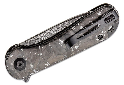 CIVIVI Knives C907C-DS2 Elementum Flipper Knife - 2.96" Damascus Blade, Contoured Silver Shred Carbon Fiber Handles CIVIVI Knives C907C-DS2 Elementum Flipper Knife - 2.96" Damascus Blade, Contoured Silver Shred Carbon Fiber Handles