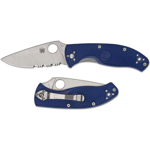 Spyderco Tenacious Lightweight Blue Folding Knife - 3.39" S35VN Satin Combo Blade, Blue FRN Handles Spyderco Tenacious Lightweight Blue Folding Knife - 3.39" S35VN Satin Combo Blade, Blue FRN Handles