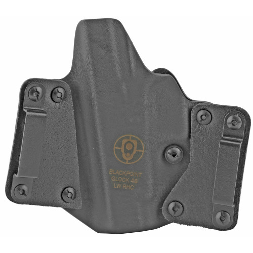 BlackPoint Tactical Leather Wing OWB Holster -  Fits Glock 48, Right Hand, Black Kydex & Leather, with 1.75" Belt Loops, 15 Degree Cant BlackPoint Tactical Leather Wing OWB Holster -  Fits Glock 48, Right Hand, Black Kydex & Leather, with 1.75" Belt Loops, 15 Degree Cant