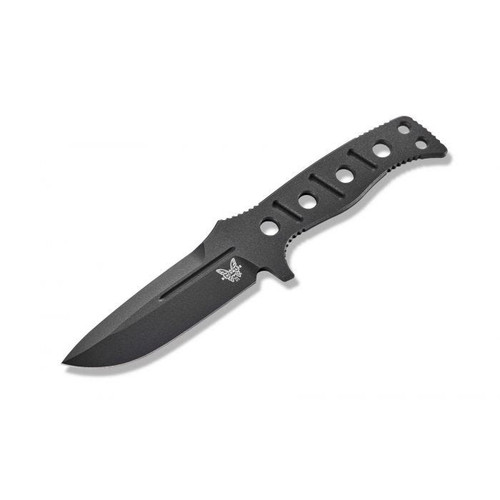 Benchmade Adamas Fixed Blade Knife - 4.2" CruWear Cobalt Black Plain Blade and Skeletonized Handle, Black Injection Molded Sheath Benchmade Adamas Fixed Blade Knife - 4.2" CruWear Cobalt Black Plain Blade and Skeletonized Handle, Black Injection Molded Sheath