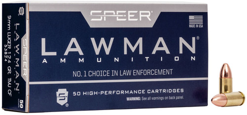 Speer Ammo Lawman Clean Fire 9mm Luger 124 gr Metal Jacket (TMJ) - 50 rds per Bx