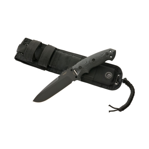 Hogue EX-F01 Combat Knife Fixed - 5-1/2" Carbon Steel Blade, G10 Black G-Mascus Handles, MOLLE Sheath Hogue EX-F01 Combat Knife Fixed - 5-1/2" Carbon Steel Blade, G10 Black G-Mascus Handles, MOLLE Sheath