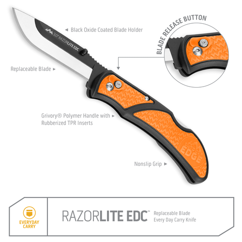 Outdoor Edge 3.0" RazorLite EDC - 3" 420J2 Replaceable Stainless Blade