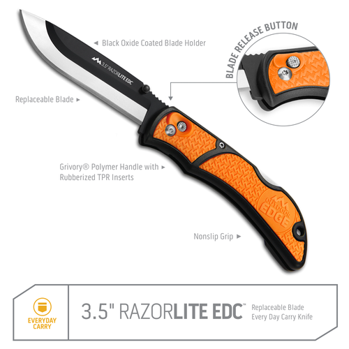 Outdoor Edge 3.5" RazorLite EDC - 3.5" 420J2 Replaceable Stainless Blade