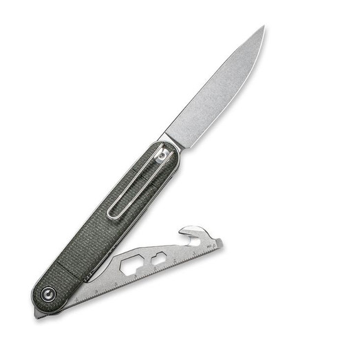 CIVIVI Crit Front Flipper Knife With Multi-Tool - Green Micarta Handle, 3.18" Stonewashed Nitro-V Steel CIVIVI Crit Front Flipper Knife With Multi-Tool - Green Micarta Handle, 3.18" Stonewashed Nitro-V Steel