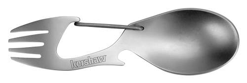 Kershaw Ration Multi Tool Spork - Stainless Steel Spoon, Fork, Carabiner and Bottle Opener