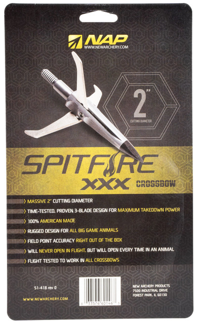 NAP NAP-60-146 Spitfire XXX X-Bow 100 grain Broadhead 3 Pack NAP NAP-60-146 Spitfire XXX X-Bow 100 grain Broadhead 3 Pack