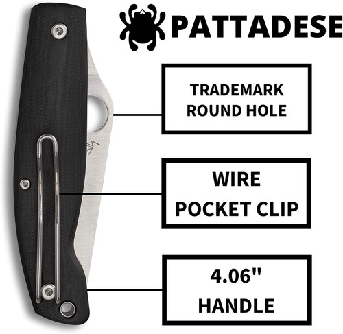 Spyderco Pattadese Folding Knife - 3.16" M390 Satin Plain Blade, Contoured Black G10 Handles Spyderco Pattadese Folding Knife - 3.16" M390 Satin Plain Blade, Contoured Black G10 Handles