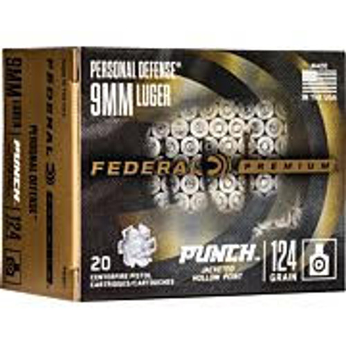 Federal Premium Punch 9MM 124Gr Jacketed Hollow Point - 20 Round Box