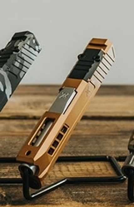 True Precision FITS Glock 43/43X Axiom Slide with Optic Cut - Copper TiCN Finish True Precision FITS Glock 43/43X Axiom Slide with Optic Cut - Copper TiCN Finish