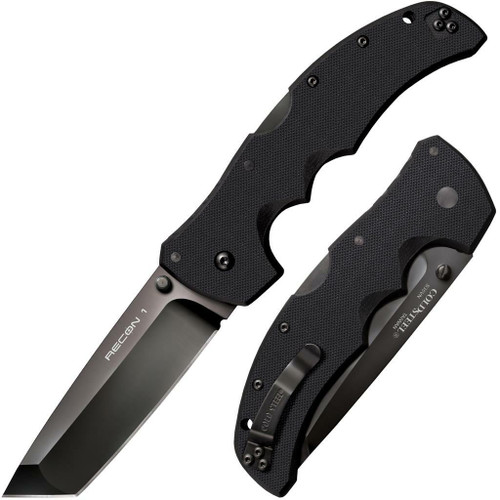 Cold Steel Recon 1 Tanto Folding Knife - 4" S35VN Black DLC Plain Blade, Black G10 Handles Cold Steel Recon 1 Tanto Folding Knife - 4" S35VN Black DLC Plain Blade, Black G10 Handles